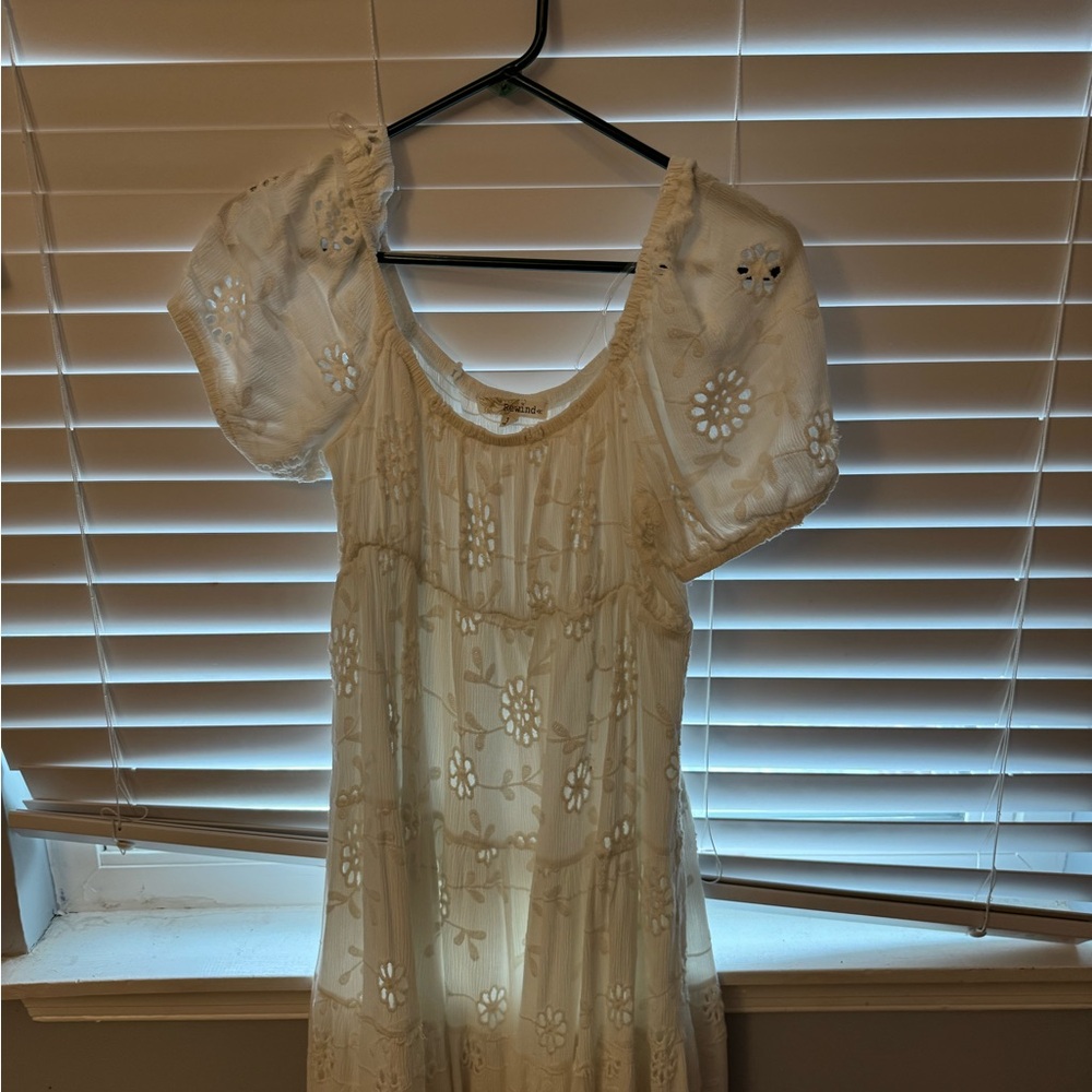 Target Cream Embroidered Midi Dress